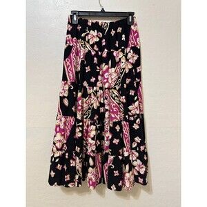 Y2K Womans Floral Tiered Midi Skirt Sz M Fairygrunge Whimsigoth Western Festival